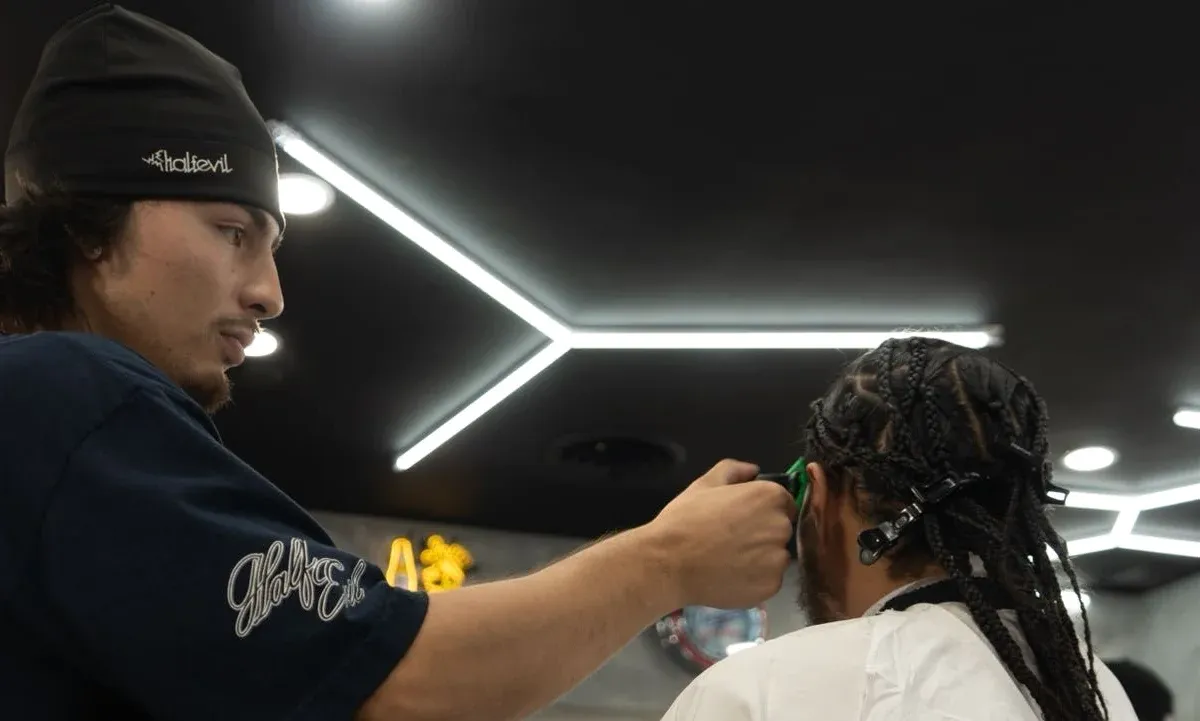 Shop-side haircut photo by Jacob at Next Level Barbershop in Orange, California.